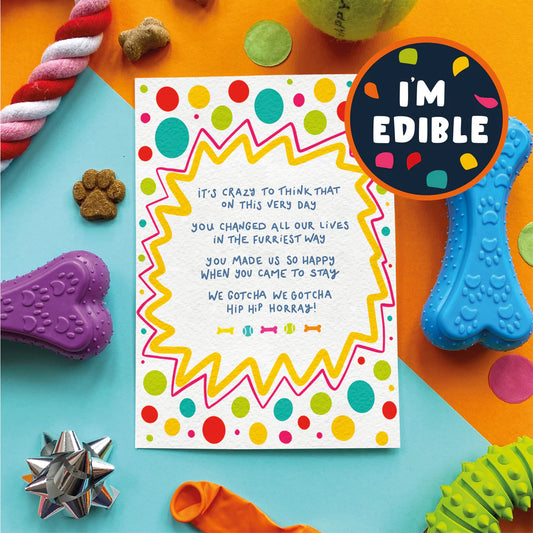 Edible Bacon Gotcha Day Poem Card For Dogs
